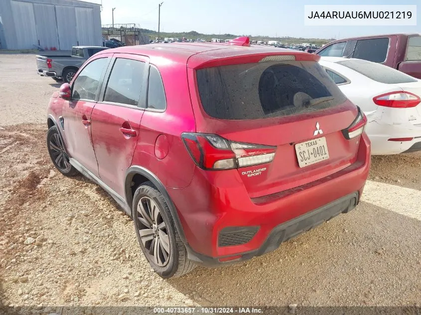 2021 Mitsubishi Outlander Sport 2.0 Be Awc/2.0 Es Awc/2.0 Le Awc/2.0 Se Awc VIN: JA4ARUAU6MU021219 Lot: 40733657