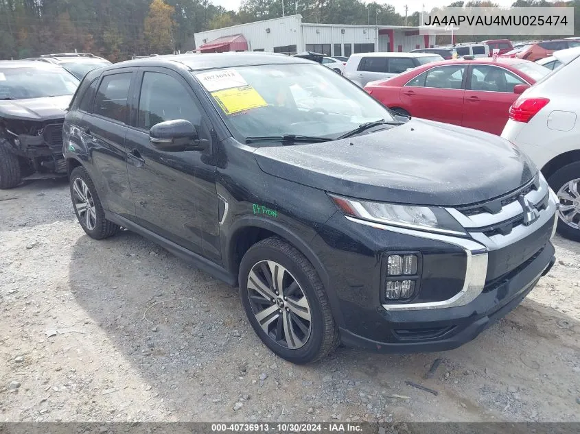 2021 Mitsubishi Outlander Sport 2.0 Se 2Wd VIN: JA4APVAU4MU025474 Lot: 40736913