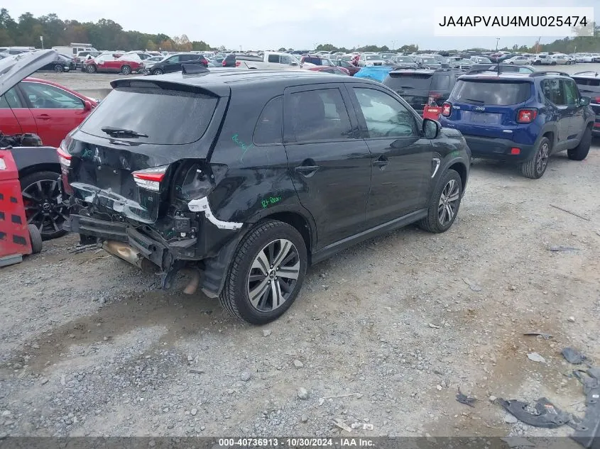 2021 Mitsubishi Outlander Sport 2.0 Se 2Wd VIN: JA4APVAU4MU025474 Lot: 40736913