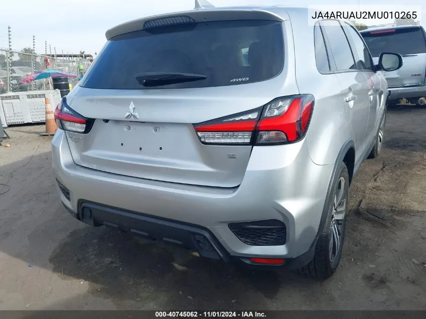 2021 Mitsubishi Outlander Sport 2.0 Be /2.0 Es /2.0 Le /2.0 Se VIN: JA4ARUAU2MU010265 Lot: 40745062