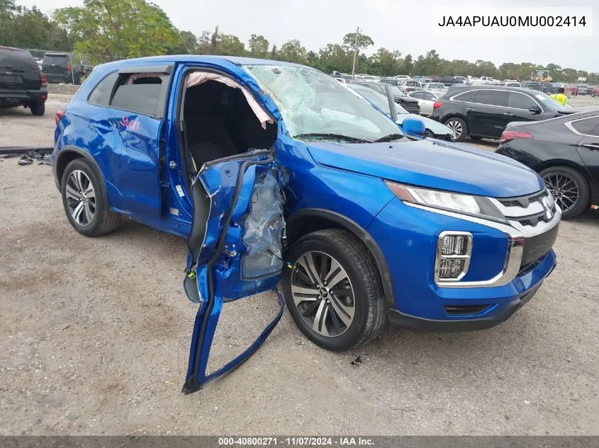 2021 Mitsubishi Outlander Sport 2.0 Es 2Wd VIN: JA4APUAU0MU002414 Lot: 40800271