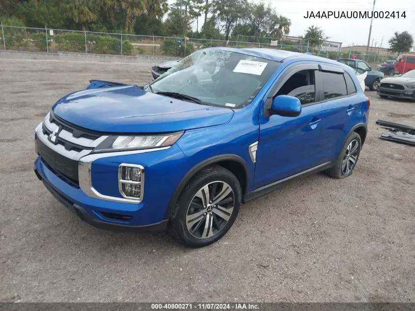 2021 Mitsubishi Outlander Sport 2.0 Es 2Wd VIN: JA4APUAU0MU002414 Lot: 40800271