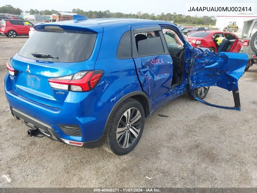 2021 Mitsubishi Outlander Sport 2.0 Es 2Wd VIN: JA4APUAU0MU002414 Lot: 40800271