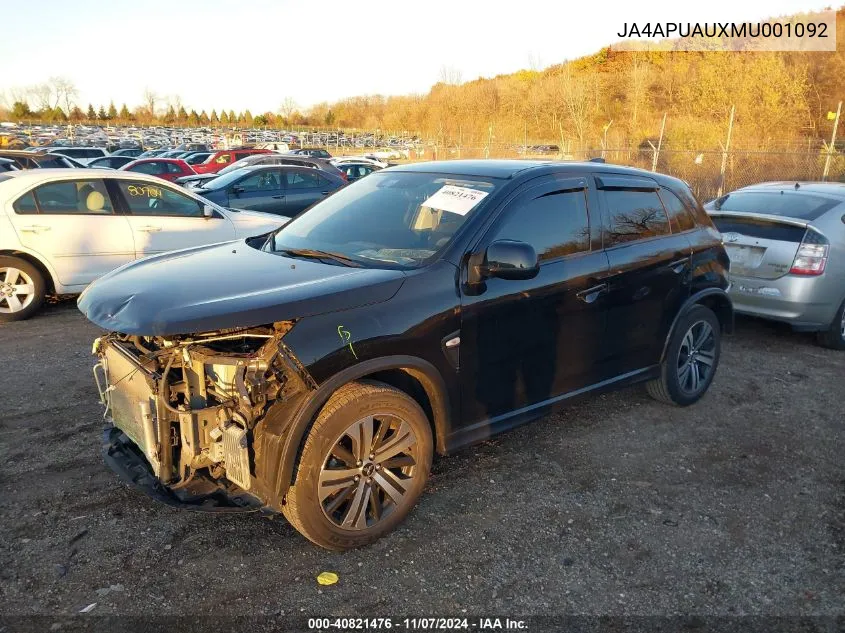 2021 Mitsubishi Outlander Sport 2.0 Es 2Wd VIN: JA4APUAUXMU001092 Lot: 40821476