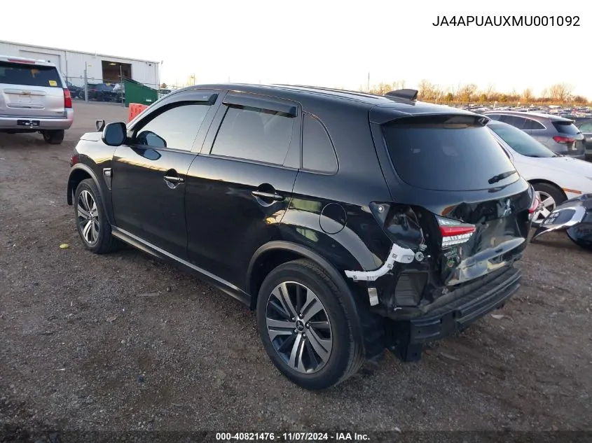 2021 Mitsubishi Outlander Sport 2.0 Es 2Wd VIN: JA4APUAUXMU001092 Lot: 40821476