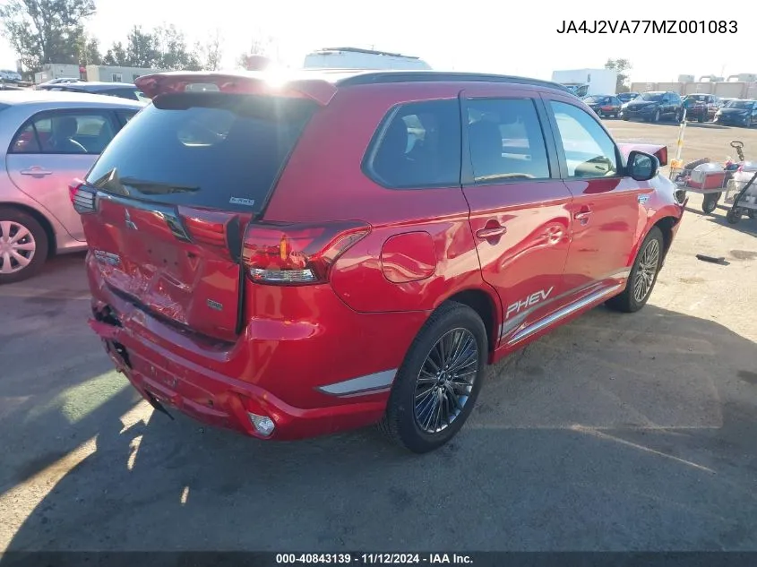 2021 Mitsubishi Outlander Phev Gt S-/Le S-/Sel S- VIN: JA4J2VA77MZ001083 Lot: 40843139