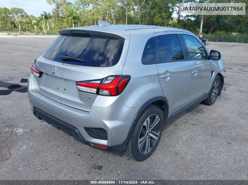 2021 Mitsubishi Outlander Sport 2.0 Se 2Wd VIN: JA4APVAU0MU017954 Lot: 40868604