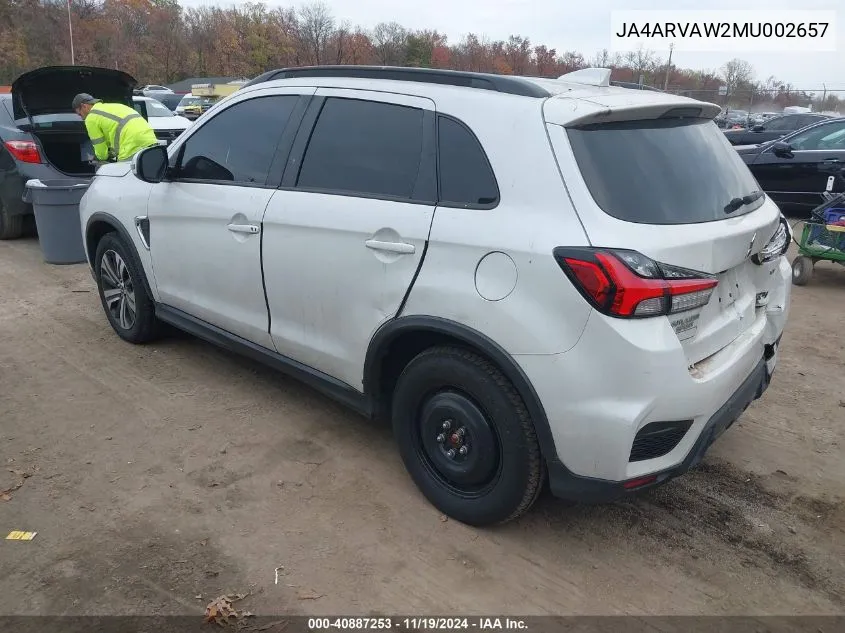 2021 Mitsubishi Outlander Sport 2.4 Gt Awc VIN: JA4ARVAW2MU002657 Lot: 40887253