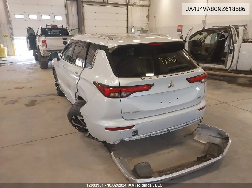 2022 Mitsubishi Outlander Sel/Sel Special Edition VIN: JA4J4VA80NZ618586 Lot: 12093951