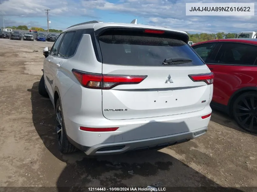 2022 Mitsubishi Outlander VIN: JA4J4UA89NZ616622 Lot: 12114443