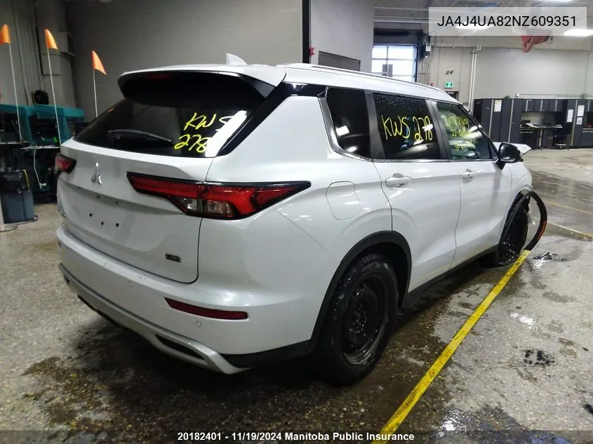 2022 Mitsubishi Outlander Se VIN: JA4J4UA82NZ609351 Lot: 20182401