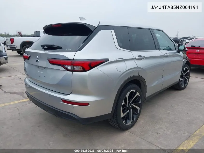 2022 Mitsubishi Outlander Es 2.5 S-Awc VIN: JA4J4TA85NZ064191 Lot: 39382036