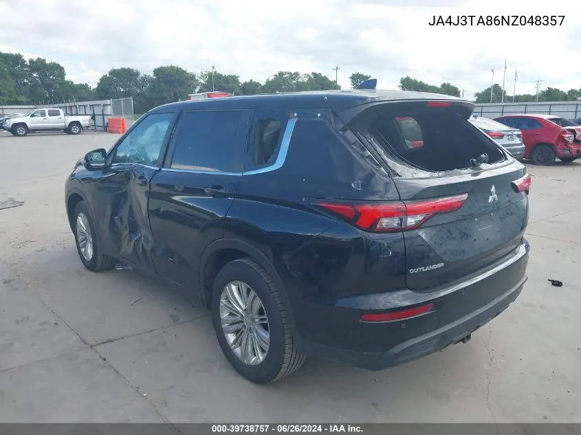 2022 Mitsubishi Outlander Es 2.5 2Wd VIN: JA4J3TA86NZ048357 Lot: 39738757