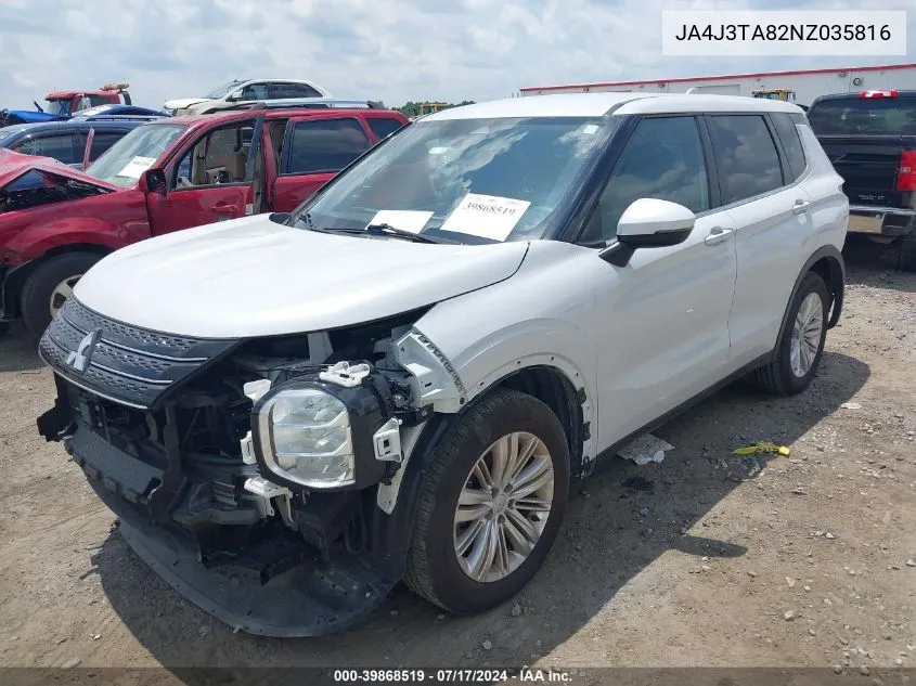 JA4J3TA82NZ035816 2022 Mitsubishi Outlander Es 2.5 2Wd