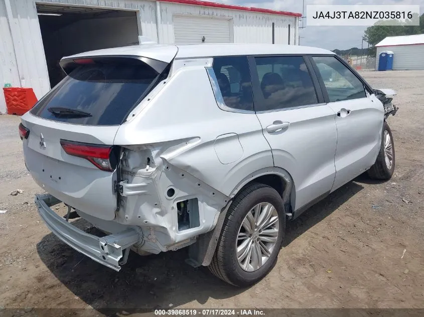 JA4J3TA82NZ035816 2022 Mitsubishi Outlander Es 2.5 2Wd