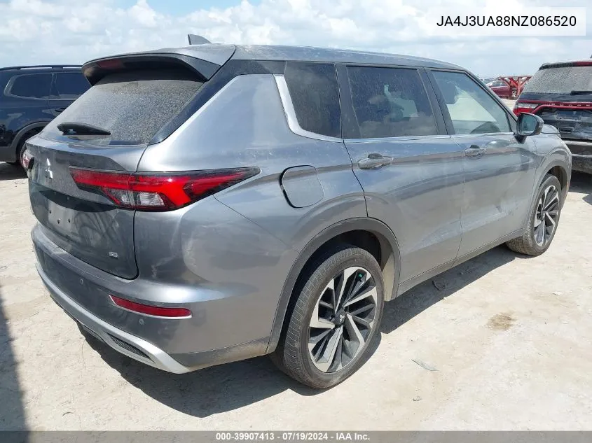 2022 Mitsubishi Outlander Black Edition 2Wd/Se 2.5 2Wd/Se Launch Edition 2Wd VIN: JA4J3UA88NZ086520 Lot: 39907413