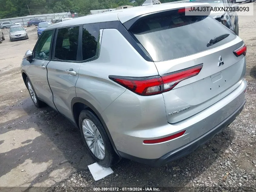 2022 Mitsubishi Outlander Es 2.5 2Wd VIN: JA4J3TA8XNZ035093 Lot: 39910372