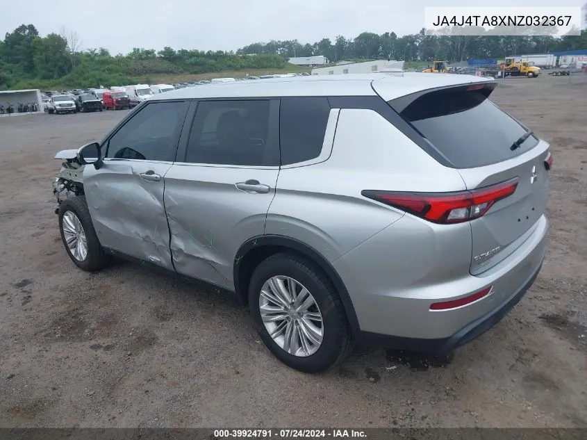 2022 Mitsubishi Outlander Es 2.5 S-Awc VIN: JA4J4TA8XNZ032367 Lot: 39924791