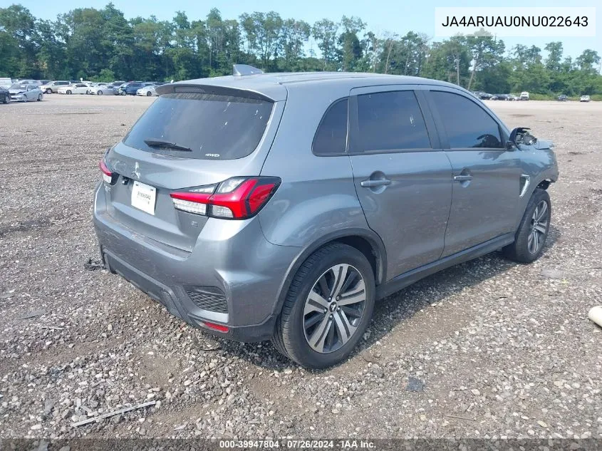 JA4ARUAU0NU022643 2022 Mitsubishi Outlander Sport 2.0 Be Awc/2.0 Es Awc/2.0 Le Awc/2.0 Se Awc/2.0 Se Special Edition Awc