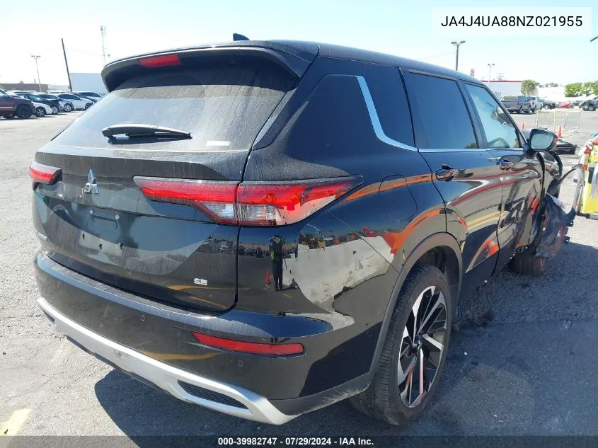 2022 Mitsubishi Outlander Black Edition S-Awc/Se 2.5 S-Awc/Se Launch Edition S-Awc VIN: JA4J4UA88NZ021955 Lot: 39982747