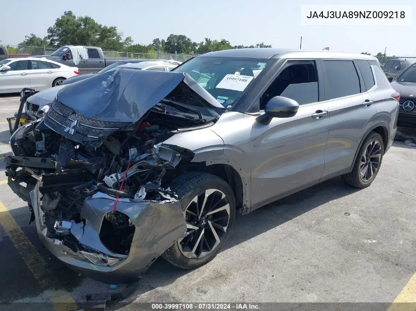 2022 Mitsubishi Outlander Black Edition 2Wd/Se 2.5 2Wd/Se Launch Edition 2Wd VIN: JA4J3UA89NZ009218 Lot: 39997108