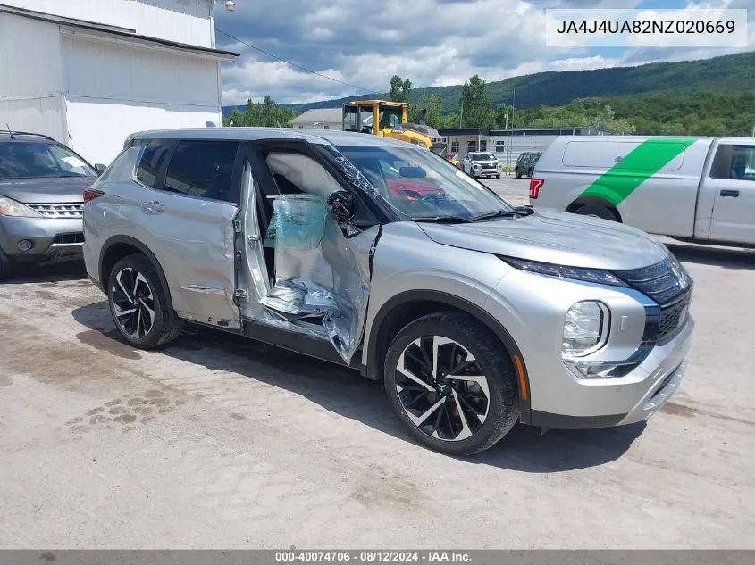 2022 Mitsubishi Outlander Black Edition S-Awc/Se 2.5 S-Awc/Se Launch Edition S-Awc VIN: JA4J4UA82NZ020669 Lot: 40074706