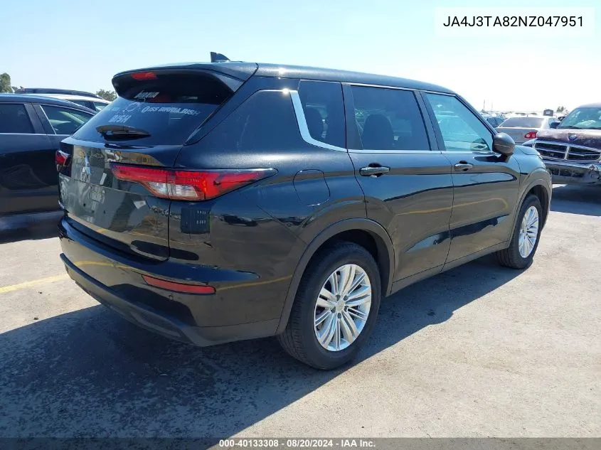 2022 Mitsubishi Outlander Es 2.5 2Wd VIN: JA4J3TA82NZ047951 Lot: 40133308