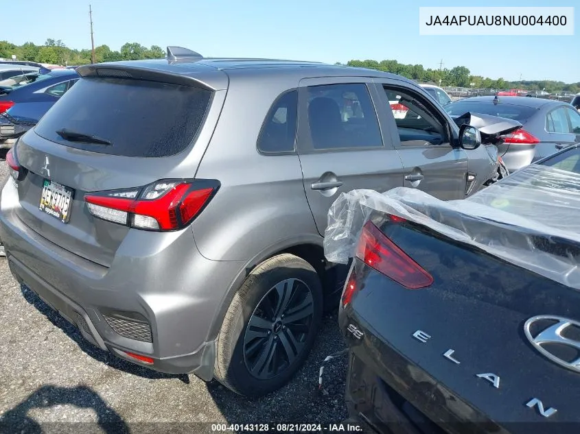 2022 Mitsubishi Outlander Sport Es/Le/Be VIN: JA4APUAU8NU004400 Lot: 40143128