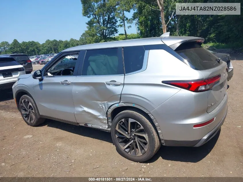 2022 Mitsubishi Outlander Es 2.5 S-Awc VIN: JA4J4TA82NZ028586 Lot: 40181501