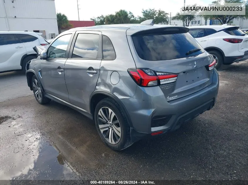 2022 Mitsubishi Outlander Sport 2.0 Se 2Wd/2.0 Se Special Edition 2Wd VIN: JA4APVAU9NU000233 Lot: 40189264