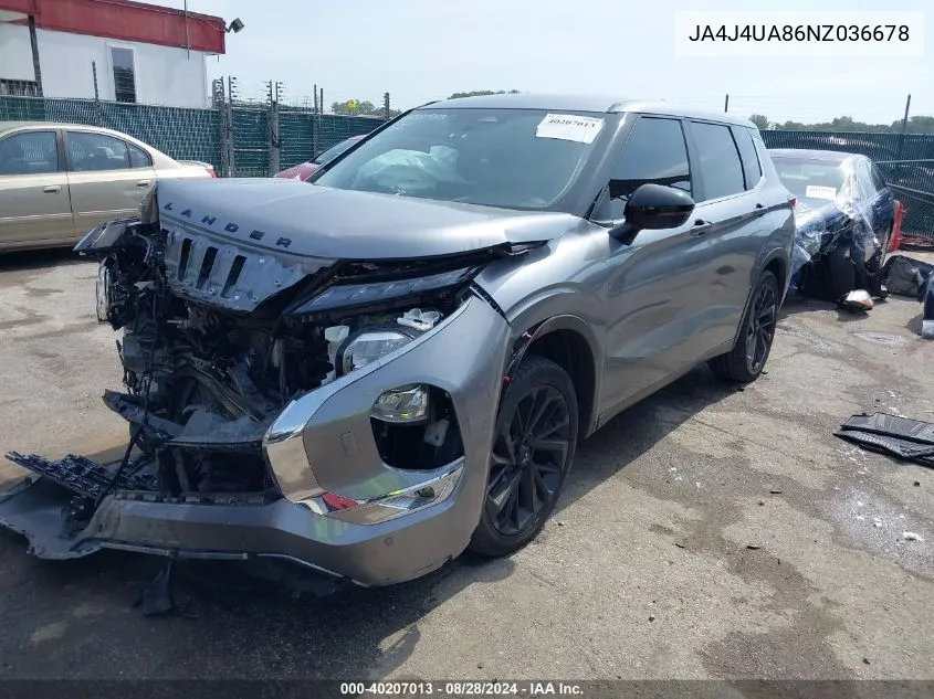 2022 Mitsubishi Outlander Black Edition S-Awc/Se 2.5 S-Awc/Se Launch Edition S-Awc VIN: JA4J4UA86NZ036678 Lot: 40207013