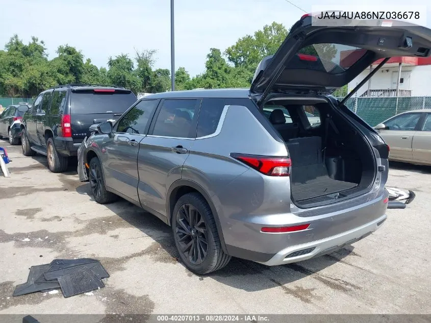 2022 Mitsubishi Outlander Black Edition S-Awc/Se 2.5 S-Awc/Se Launch Edition S-Awc VIN: JA4J4UA86NZ036678 Lot: 40207013