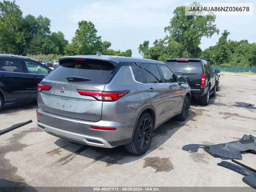 2022 Mitsubishi Outlander Black Edition S-Awc/Se 2.5 S-Awc/Se Launch Edition S-Awc VIN: JA4J4UA86NZ036678 Lot: 40207013