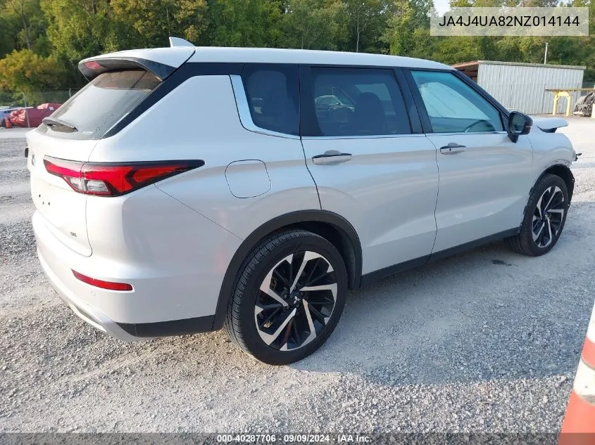 2022 Mitsubishi Outlander Black Edition S-Awc/Se 2.5 S-Awc/Se Launch Edition S-Awc VIN: JA4J4UA82NZ014144 Lot: 40287706