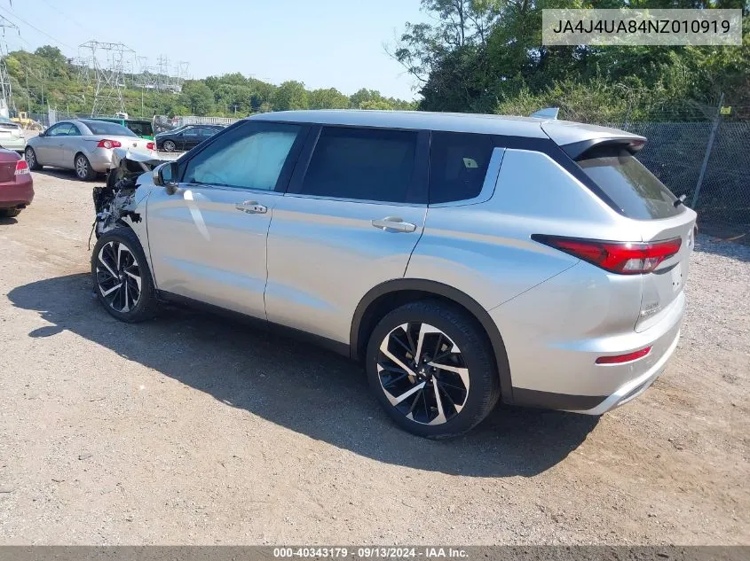 2022 Mitsubishi Outlander Black Edition S-Awc/Se 2.5 S-Awc/Se Launch Edition S-Awc VIN: JA4J4UA84NZ010919 Lot: 40343179