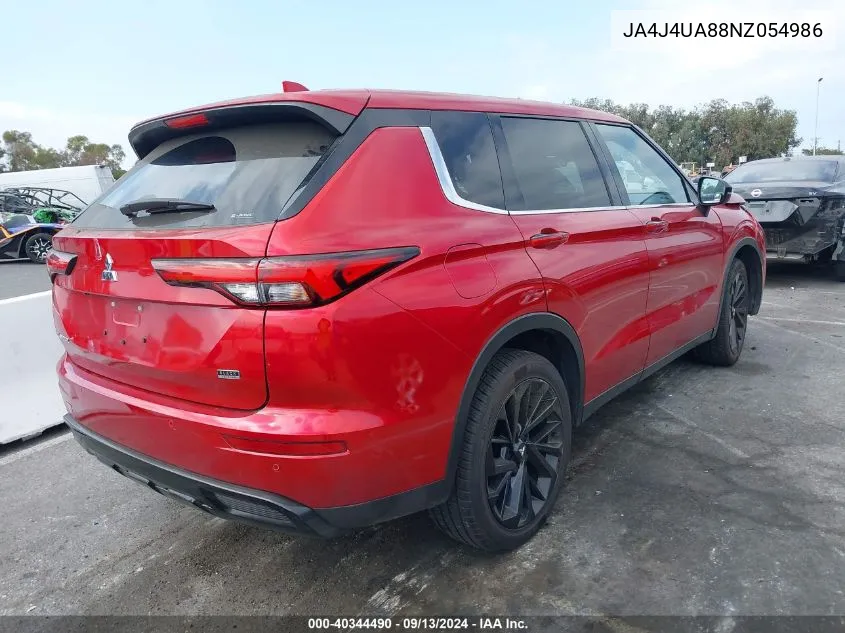 2022 Mitsubishi Outlander Se/Black Edition VIN: JA4J4UA88NZ054986 Lot: 40344490