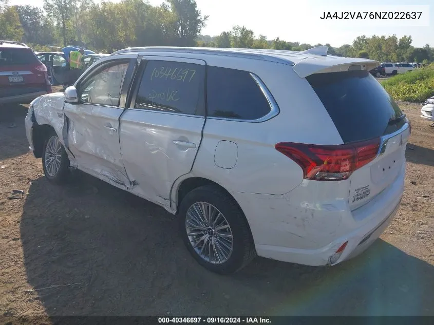 2022 Mitsubishi Outlander Phev Gt S-Awc/Le S-Awc/Sel S-Awc VIN: JA4J2VA76NZ022637 Lot: 40346697