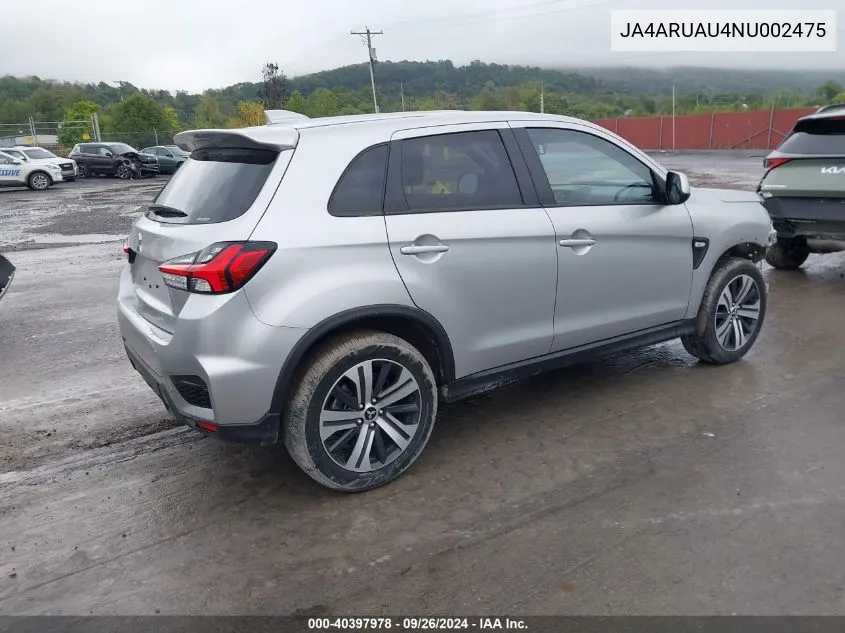 2022 Mitsubishi Outlander Sport 2.0 Be Awc/2.0 Es Awc/2.0 Le Awc/2.0 Se Awc/2.0 Se Special Edition Awc VIN: JA4ARUAU4NU002475 Lot: 40397978