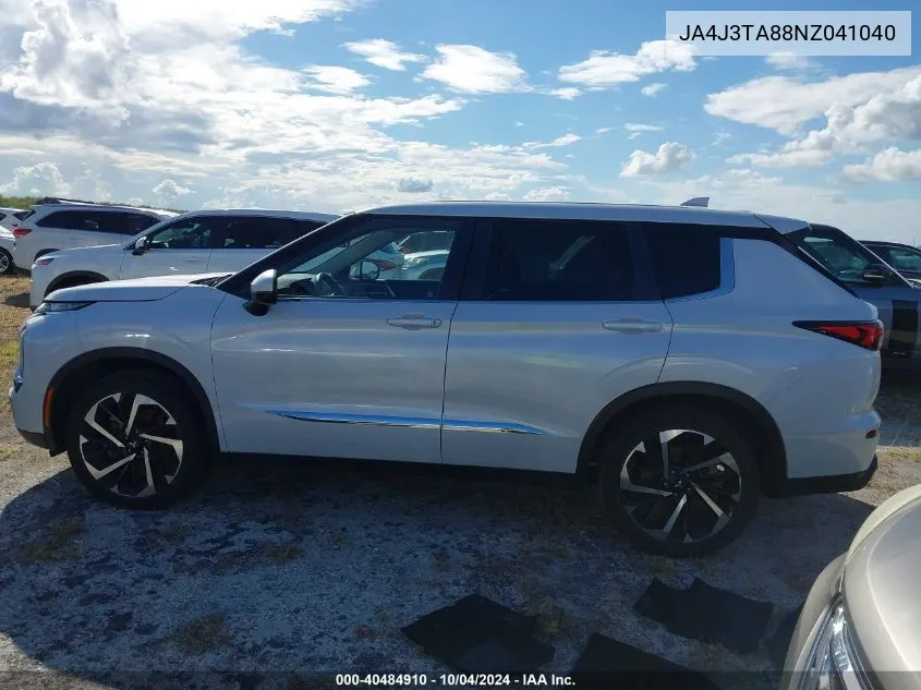 2022 Mitsubishi Outlander Es 2.5 2Wd VIN: JA4J3TA88NZ041040 Lot: 40484910