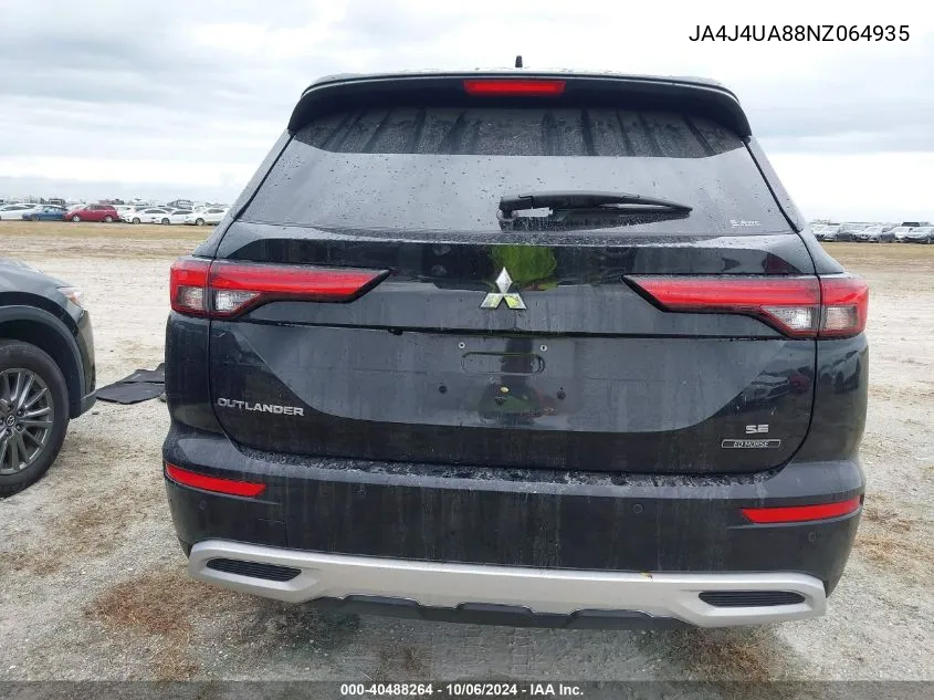 2022 Mitsubishi Outlander Se/Black Edition VIN: JA4J4UA88NZ064935 Lot: 40488264