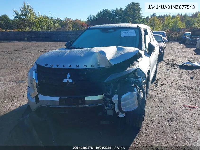 2022 Mitsubishi Outlander Se/Black Edition VIN: JA4J4UA81NZ077543 Lot: 40493778