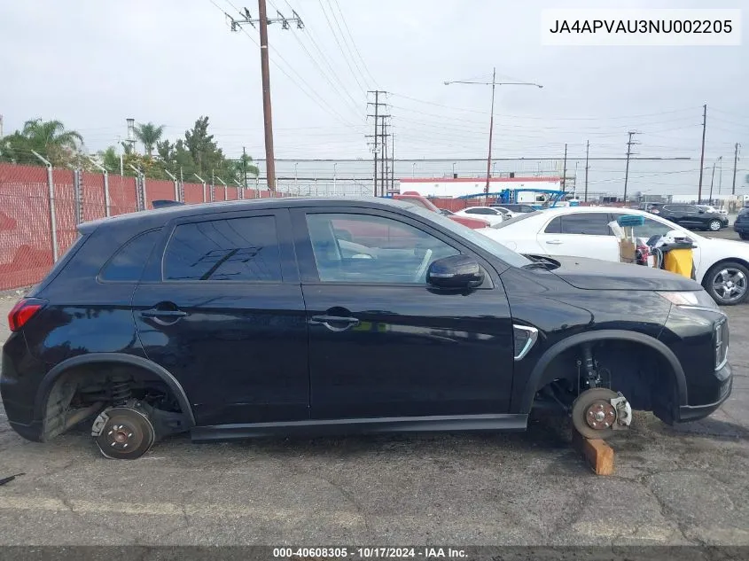 2022 Mitsubishi Outlander Sport Se/Se Special Edition VIN: JA4APVAU3NU002205 Lot: 40608305