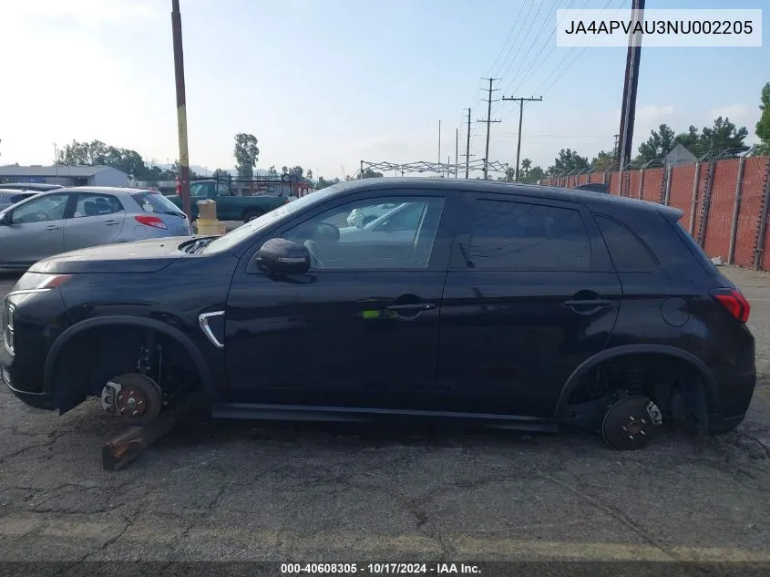 2022 Mitsubishi Outlander Sport Se/Se Special Edition VIN: JA4APVAU3NU002205 Lot: 40608305