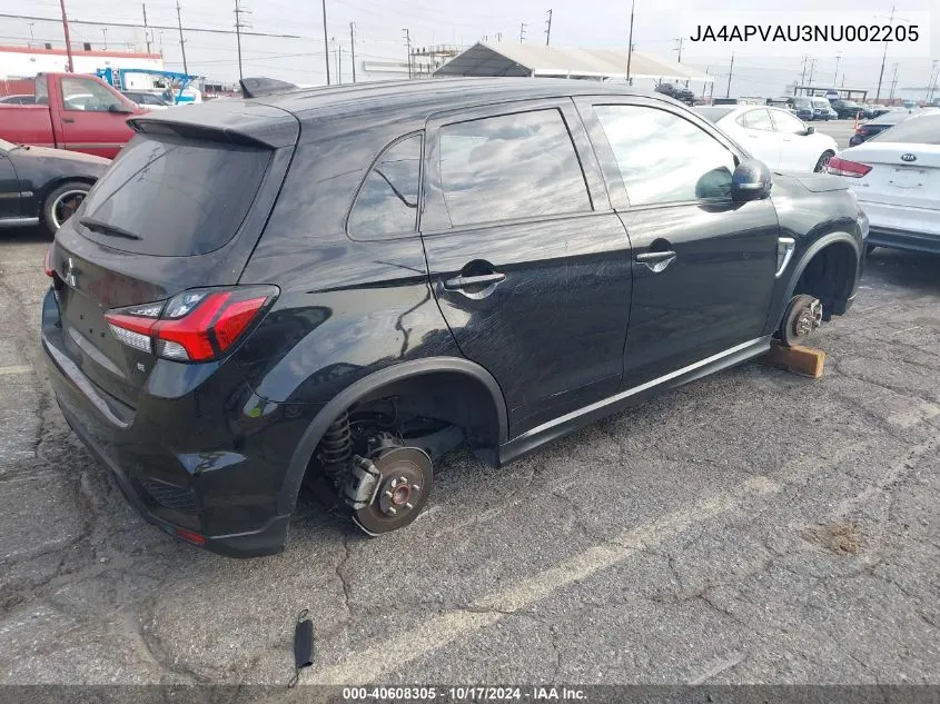 2022 Mitsubishi Outlander Sport Se/Se Special Edition VIN: JA4APVAU3NU002205 Lot: 40608305