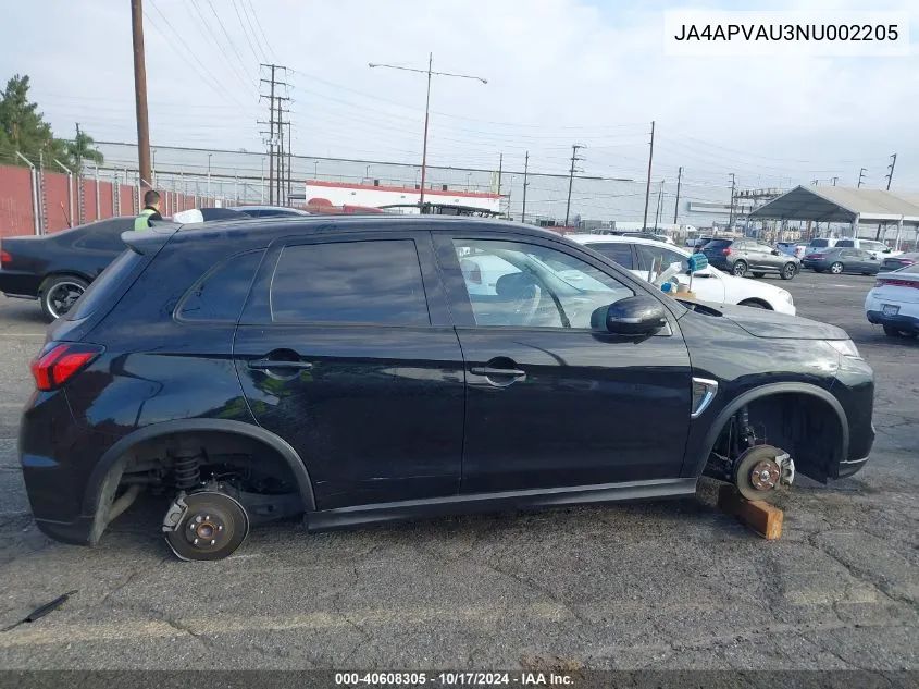 2022 Mitsubishi Outlander Sport Se/Se Special Edition VIN: JA4APVAU3NU002205 Lot: 40608305