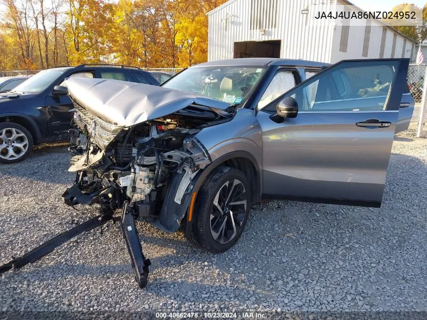 2022 Mitsubishi Outlander Black Edition /Se 2.5 /Se Launch Edition VIN: JA4J4UA86NZ024952 Lot: 40662478