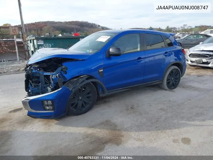 2022 Mitsubishi Outlander Sport 2.0 Le 2Wd VIN: JA4APUAU0NU008747 Lot: 40763331