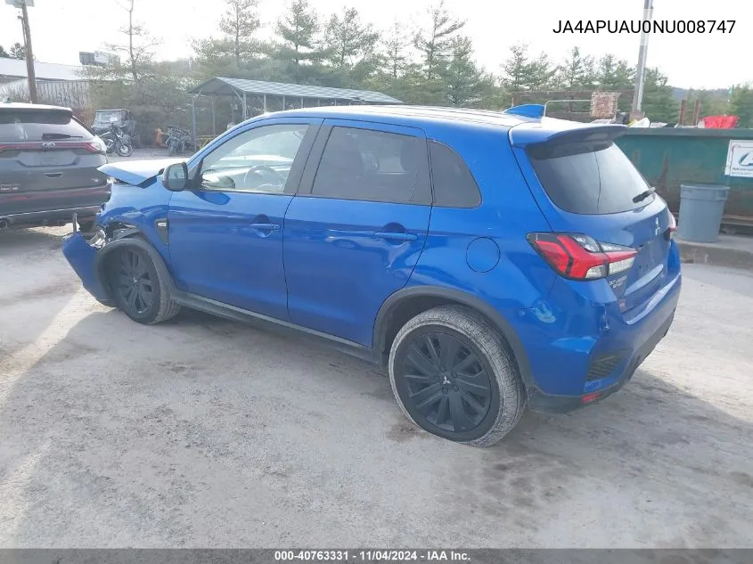 2022 Mitsubishi Outlander Sport 2.0 Le 2Wd VIN: JA4APUAU0NU008747 Lot: 40763331