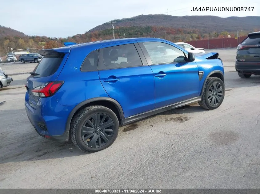 2022 Mitsubishi Outlander Sport 2.0 Le 2Wd VIN: JA4APUAU0NU008747 Lot: 40763331