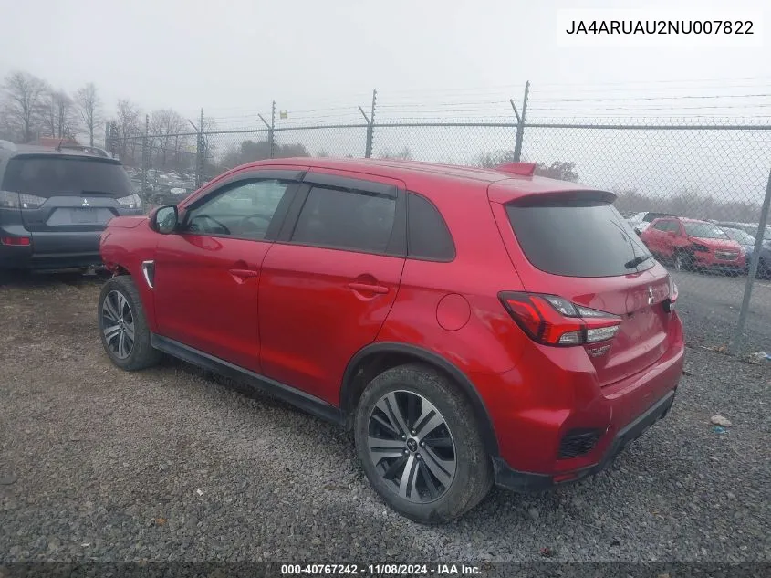 2022 Mitsubishi Outlander Sport 2.0 Be /2.0 Es /2.0 Le /2.0 Se /2.0 Se Special Edition VIN: JA4ARUAU2NU007822 Lot: 40767242